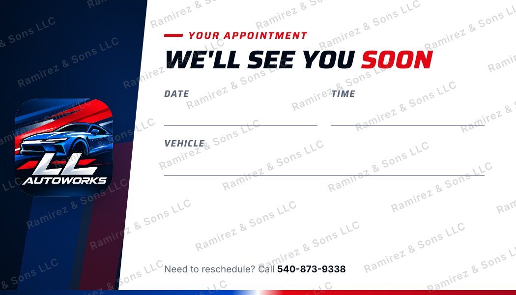 Appointment card, 3.5 × 2 in
